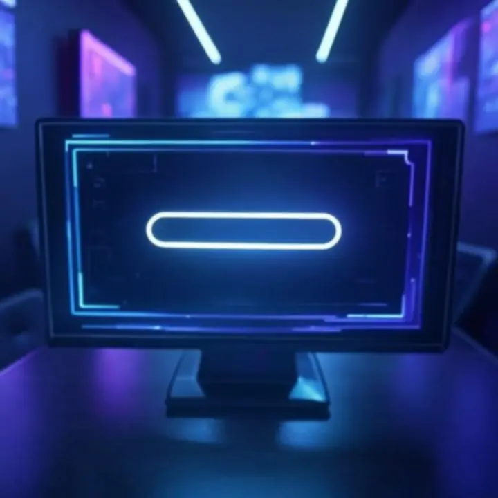 Stijlvolle game-interface met neonzoekveld