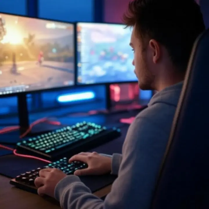 Lid van het Spellino media- en art-team die gameplaybeelden en key art bewerkt op meerdere schermen.